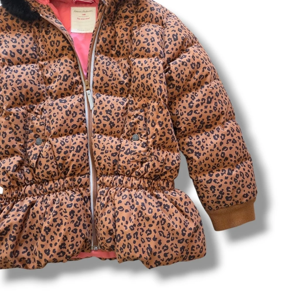 Hanna Andersson Leopard Print Girls Down Jacket 140 Size 10